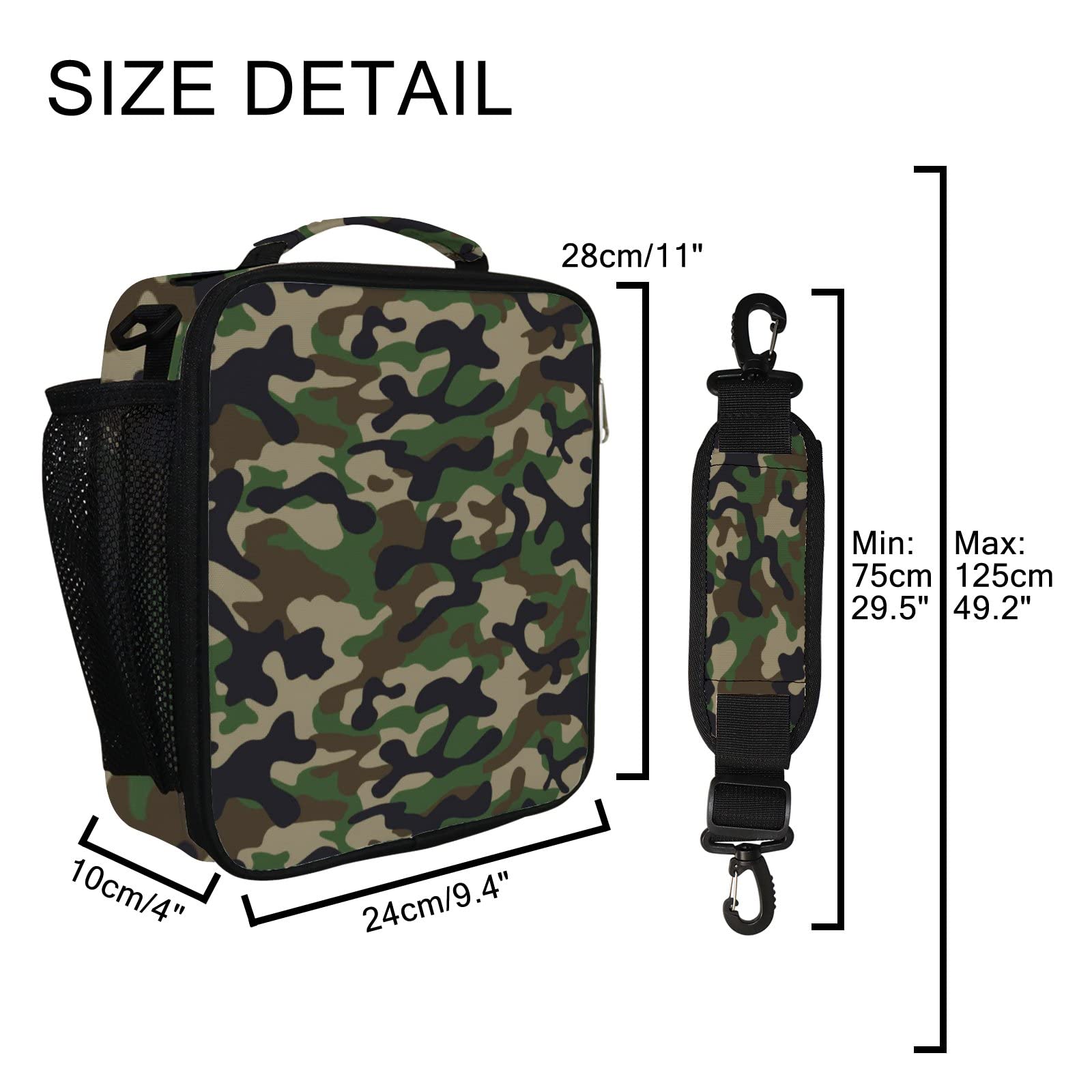 Vantaso Insulated Lunch Box Bag - Black Green Camouflage Cooler Bag for Men, Women & Kids | Leakproof & Thermal | Perfect for Picnic, Travel, School & Office Lunch