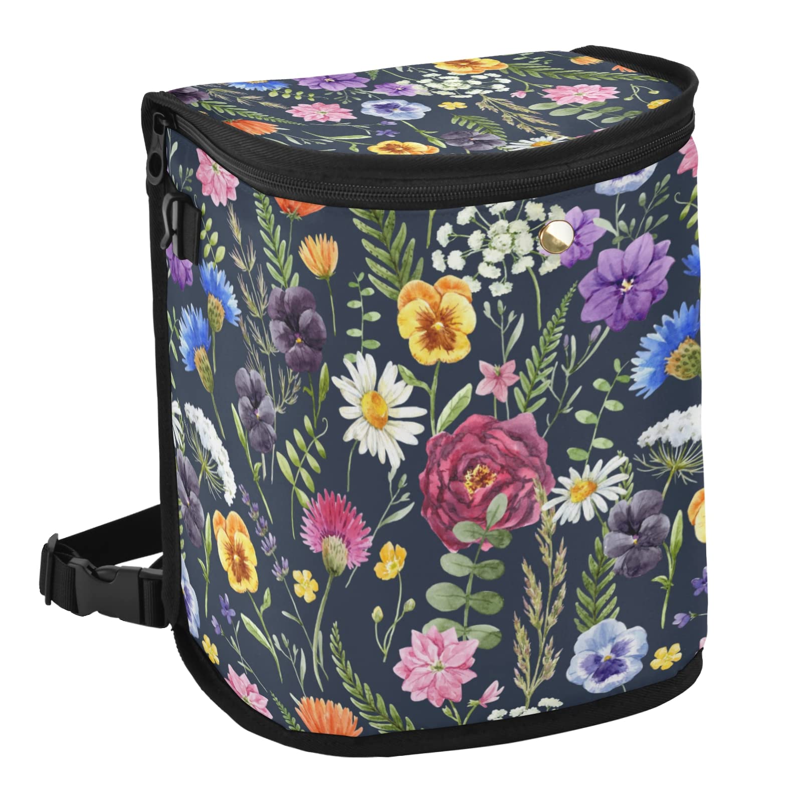 J JOYSAY Collapsible Hanging Car Trash Can - Waterproof Leakproof Car Garbage Bag Organizer with Floral Design, Portable Large Capacity Auto Waste Container for Road Trips, Commuting & Family Travel
