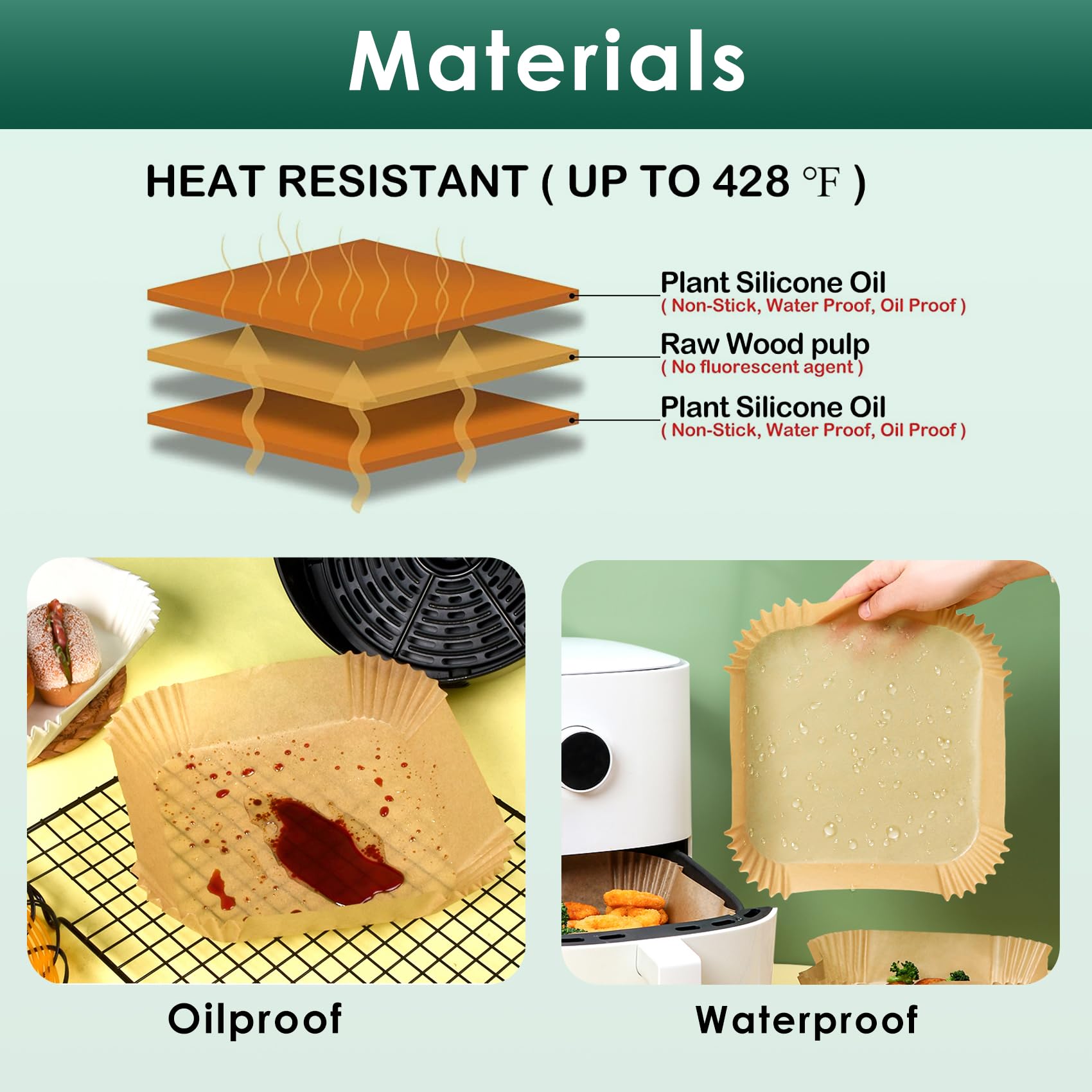 200PCS 9 Inch Square Air Fryer Paper Liners Disposable - Non-Stick Parchment Sheets for Baking, Roasting & Microwave | Perfect for Air Fryers, Toaster Ovens & Meal Prep
