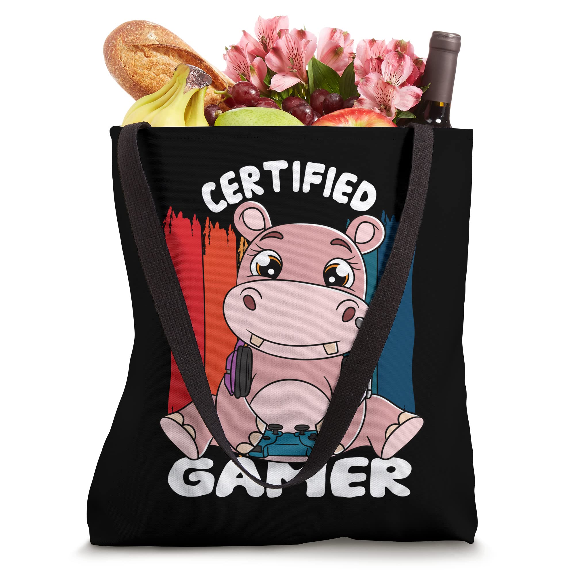Gaming Certified Gamer Tote Bag with Hippopotamus Design - Perfect for Gamers, Conventions & Everyday Use