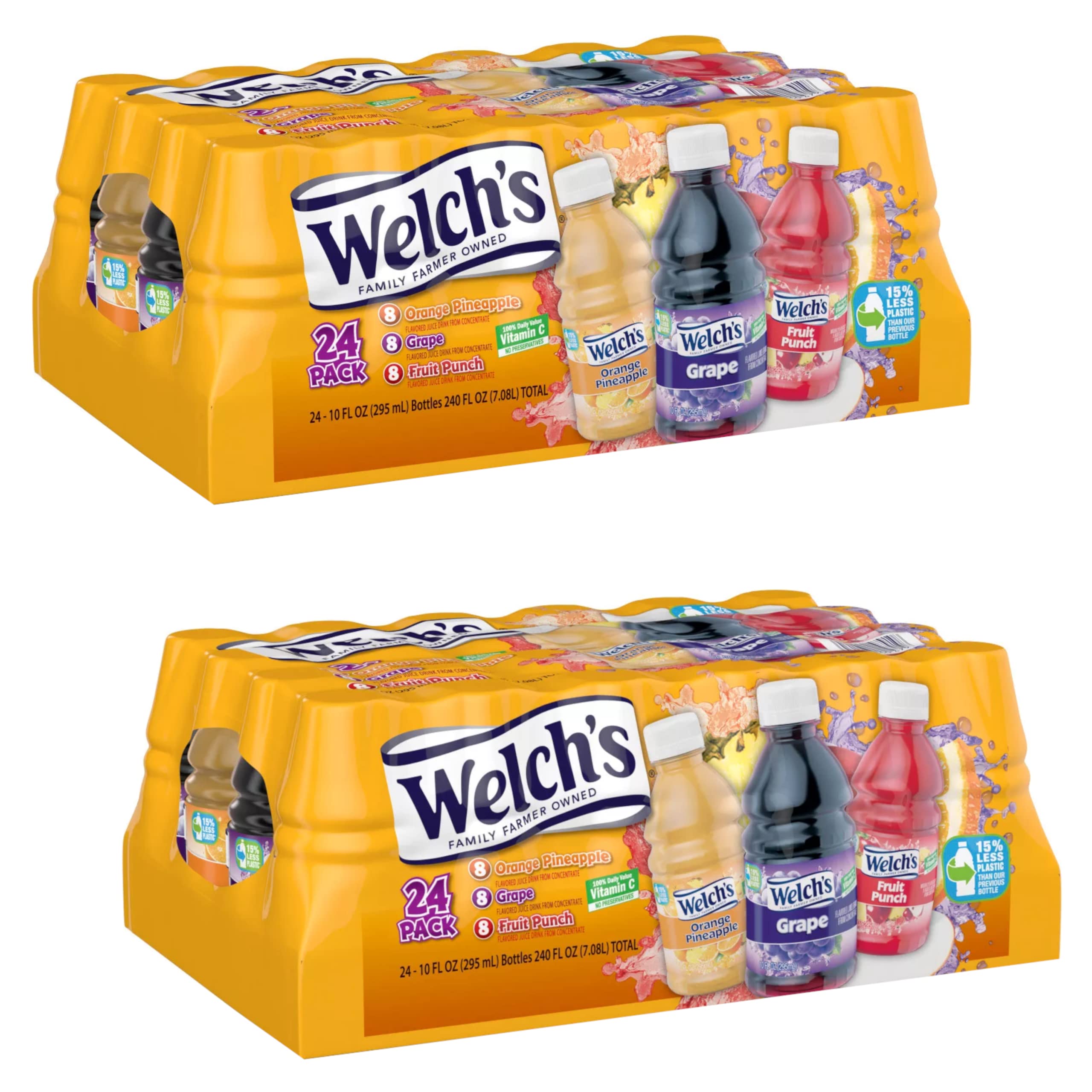 Welch's Fruit Snacks Variety Pack - Orange Pineapple, Grape & Fruit Punch - No Preservatives, High in Vitamin C - 2 Pack (10oz x 24) - Perfect for School Lunches, Office Snacks & On-the-Go Energy Boost