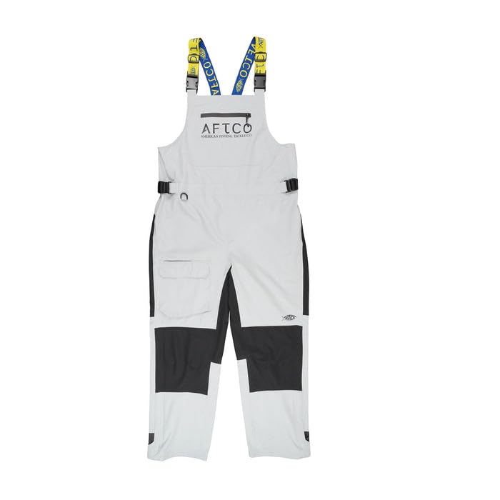 AFTCO Men's Barricade Fishing Bib Pants - Waterproof & Durable Blue Fishing Overalls (Sizes S-2XL) - Ideal for Saltwater Fishing, Boating & Outdoor Adventures