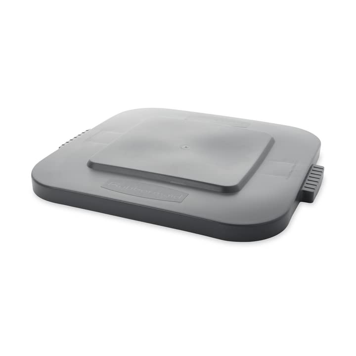 Rubbermaid Commercial 28-Gallon Gray Square Brute Storage Tote Lid - 6 Pack | Heavy-Duty Trash Can Cover for Home, Office & Industrial Use | Fits Brute Square Containers
