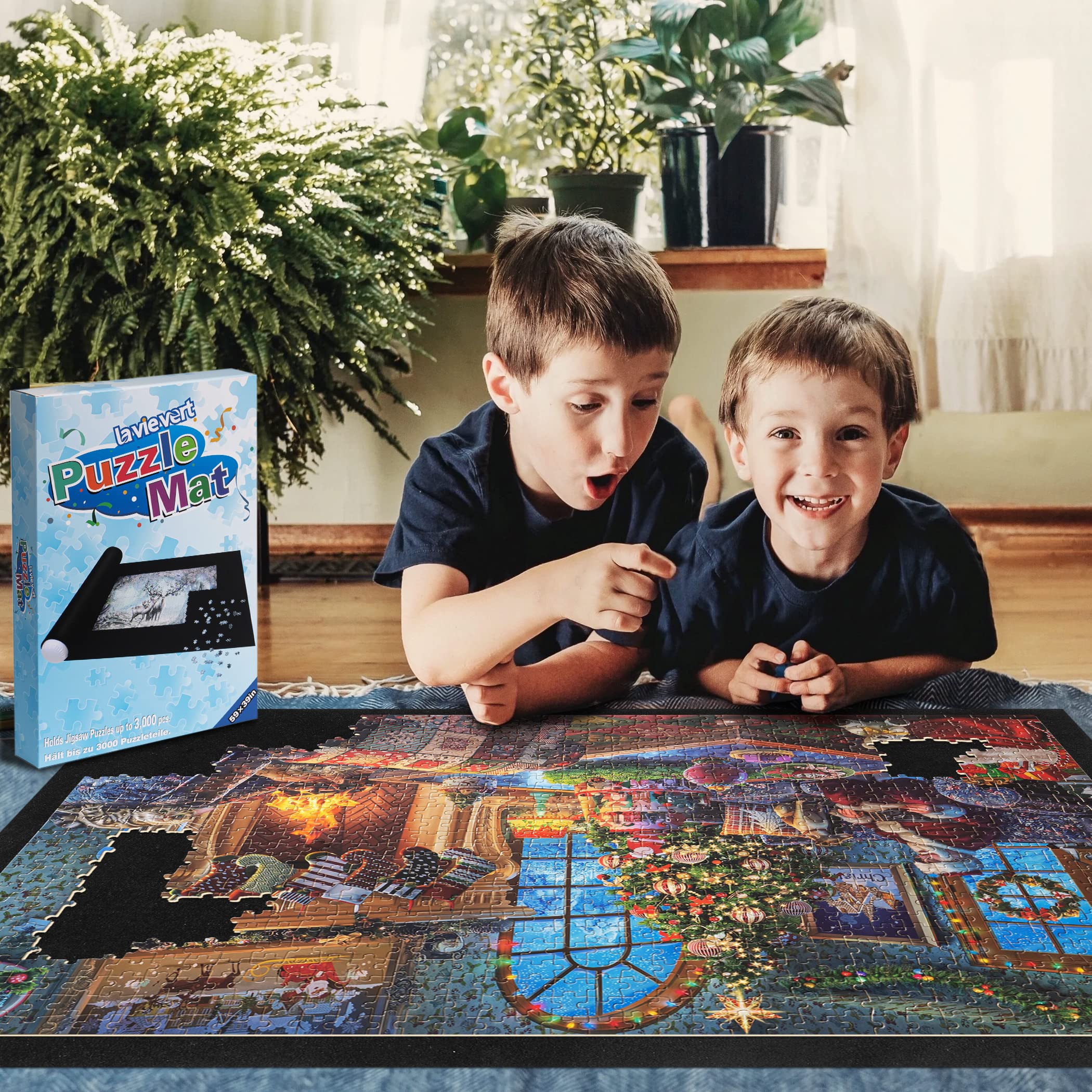Lavievert Giant Jigsaw Puzzle Mat Roll Up - Portable Puzzle Saver Board for 3000 Pieces, Large Felt Puzzle Storage Mat with Drawstring Bag & Hand Pump | Perfect for Travel, Home Organization & Puzzle Enthusiasts