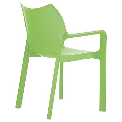 Compamia Diva Resin Outdoor Patio Dining Arm Chair Set of 4 - Tropical Green Weather-Resistant Garden Chairs for Poolside, Backyard, and Restaurant Seating