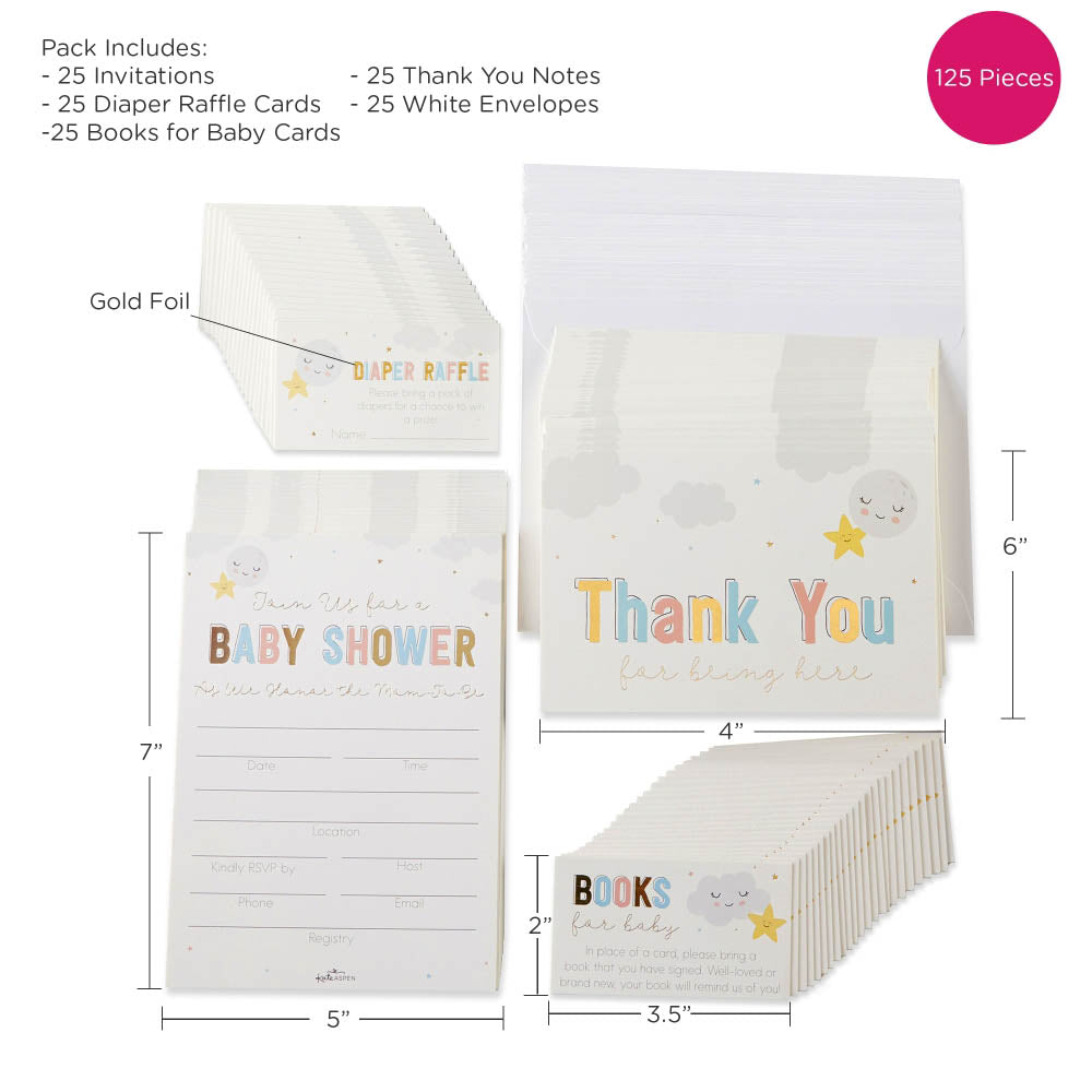 Twinkle Twinkle Invitation & Thank You Card Set of 25 - Perfect for Baby Showers, Birthday Parties & Wedding Events