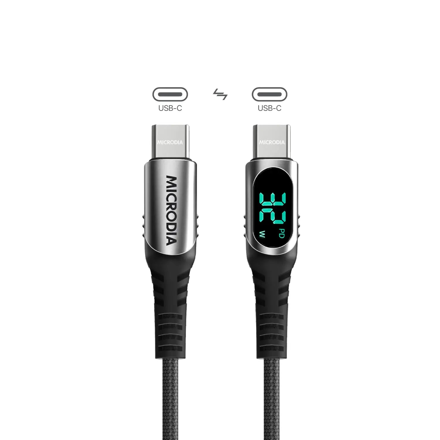 MICRODIA ExeCable™ 60W/100W USB C to USB C Fast Charging Cable with Power Display - PD Compatible for iPhone 15, MacBook, iPad Pro, Galaxy S23 - Sync & Charge with Real-Time Power Monitoring (Perfect for Travel, Office & Home Use)