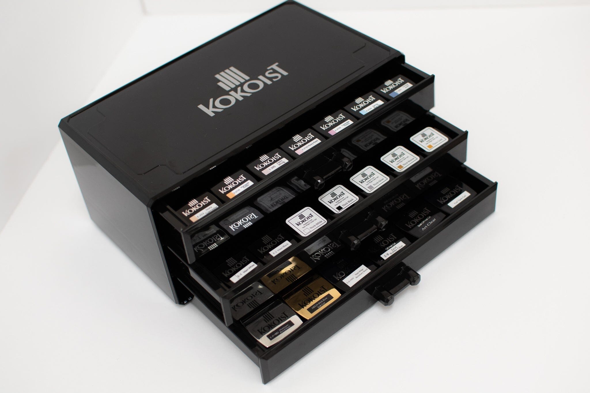 Premium Kokoist Gel Box - Black Nail Polish Organizer for Salon & Home Use | Durable & Stylish Storage Solution for Gel Nail Polish Bottles