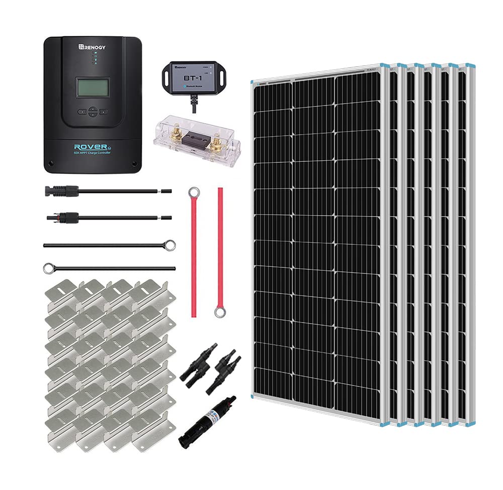 Renogy 600W 12V Monocrystalline Solar Panel Kit with 60A MPPT Charge Controller | Bluetooth Monitoring | Complete Installation Accessories | Ideal for RV, Boat, Off-Grid Cabins & Emergency Power Backup