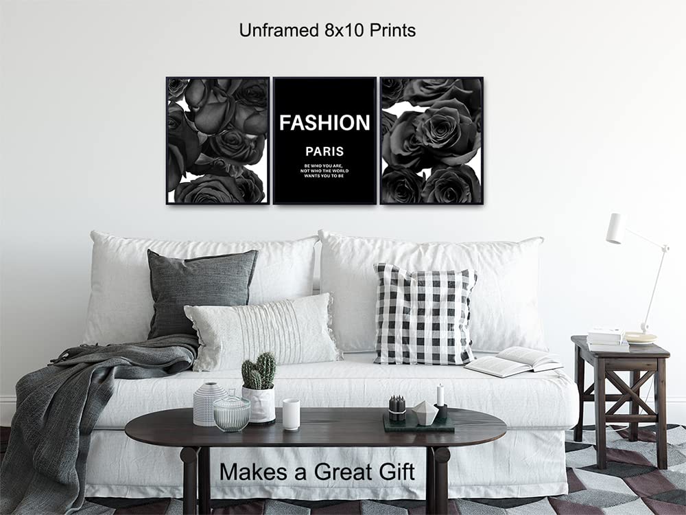 Fashion Quote Wall Art Set - Glam Designer Artwork Prints for Home Decor, Bedroom, Living Room, Bathroom & Office | Luxury Gift for Women & Fashionistas | Elegant Black Couture Design - Perfect for Modern Interiors & Fashion-Inspired Spaces