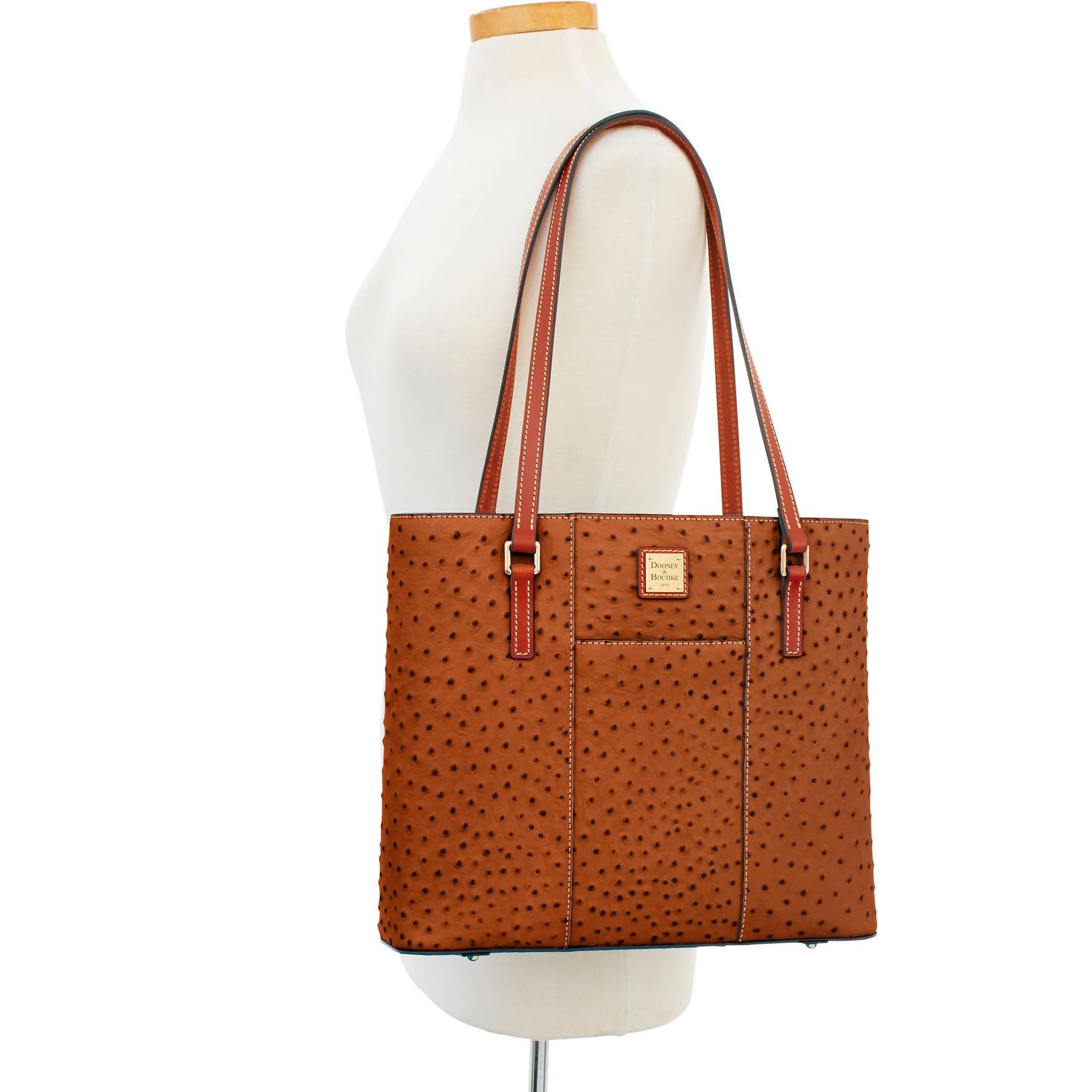 Dooney & Bourke Lexington Tote Bag - Genuine Ostrich Embossed Leather Handbag in Tan for Women | Perfect for Work, Travel & Everyday Use
