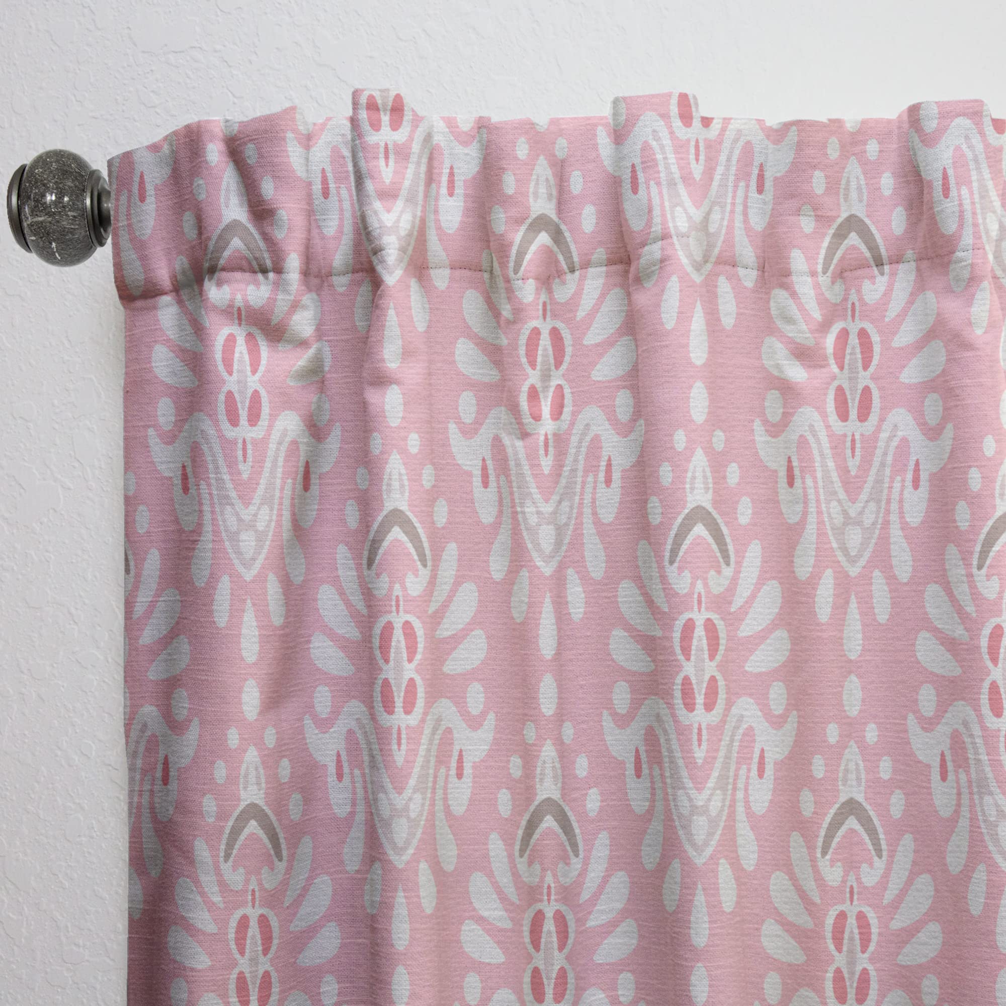 DesignQ Thermal Insulated Pink Tile Pattern Curtains - Single Panel 52x63 Inches - Blackout Drapes for Bedroom & Living Room (Home Decor, Window Treatment, Noise Reducing)