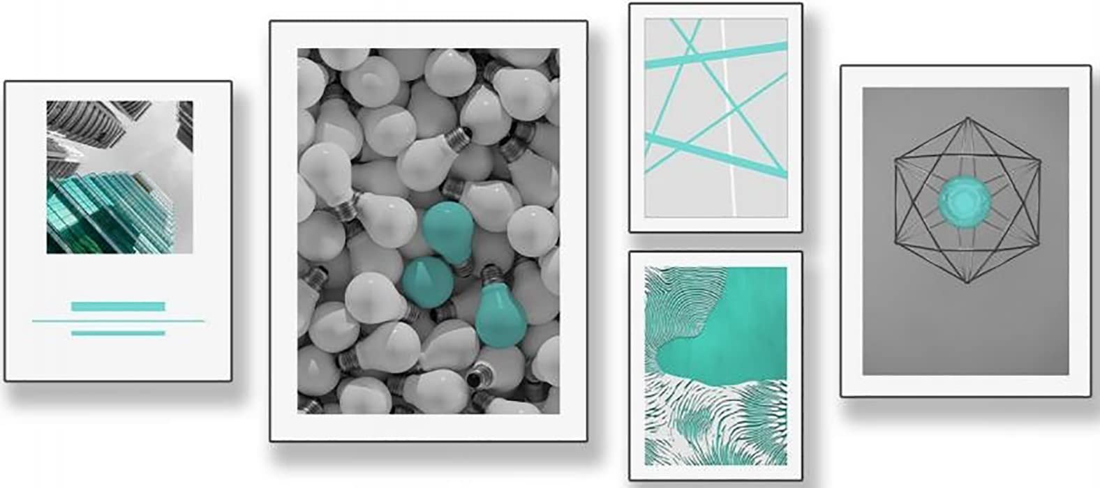 Ladole Canvas Wall Art Set - 5 Piece Stretched & Framed Modern Paintings for Home Decor | Living Room, Bedroom & Office Wall Decorations | Perfect for Housewarming Gifts & Interior Design