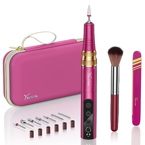 YBLNTEK Professional Cordless Electric Nail File - 35,000 RPM Portable Nail Drill Kit for Acrylic & Gel Nails | Home Salon Manicure & Pedicure Tool | Perfect for DIY Nail Art & Professional Use (Red)