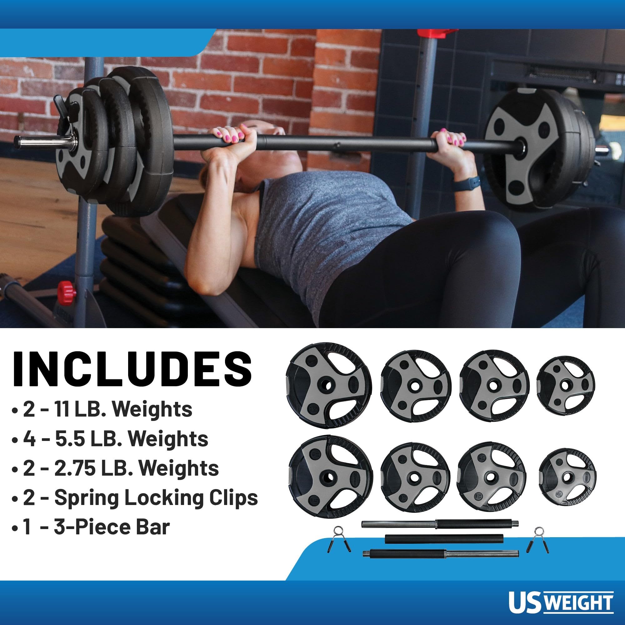 Adjustable Weight Barbell Set for Home Gym - 55