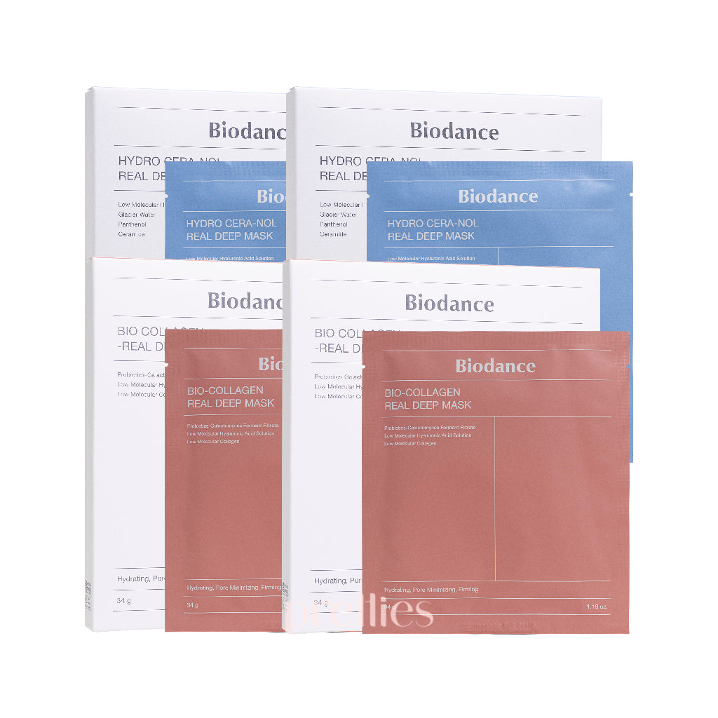 BIODANCE Bio Collagen & Hydro Cera Nol Deep Hydrating Face Mask Set - 16 Sheet Pack (4 Boxes x 4 Masks) for Anti-Aging & Skin Rejuvenation - Perfect for Spa Night & Skincare Routine