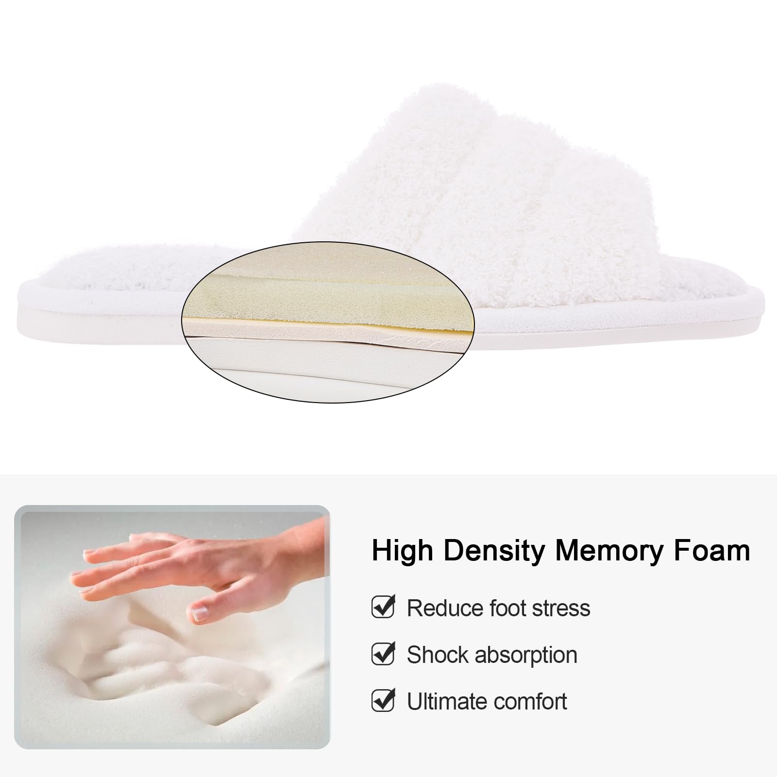Shevalues Women's Terry Cloth Open Toe Slippers with Memory Foam - Soft & Comfortable Slip-On House Shoes for Indoor Relaxation, Spa Days & Cozy Lounging