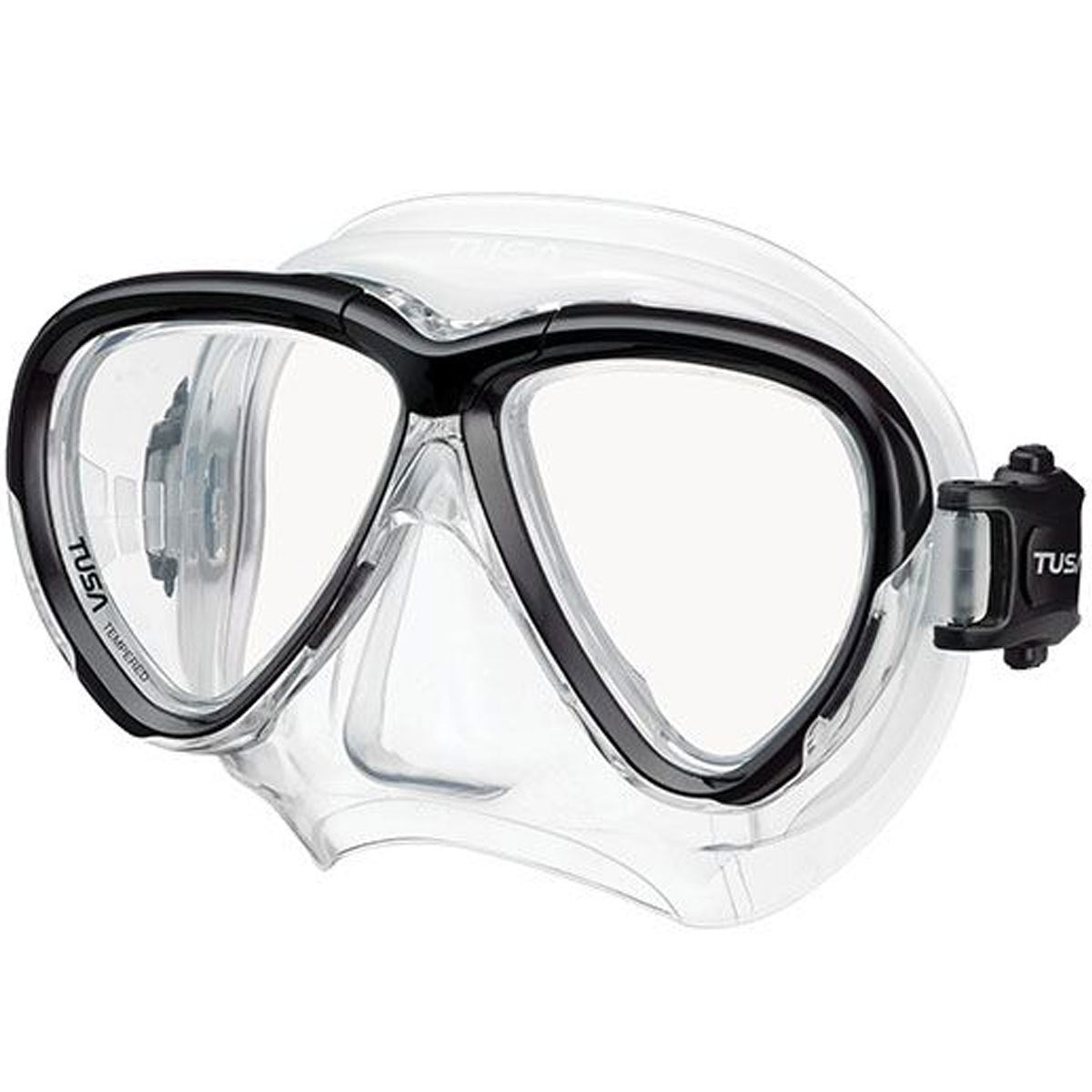 Tusa Intega Clear/Black Scuba Diving Mask - Anti-Fog, Wide View Snorkeling Gear for Men & Women - Perfect for Ocean, Pool, and Freediving Adventures