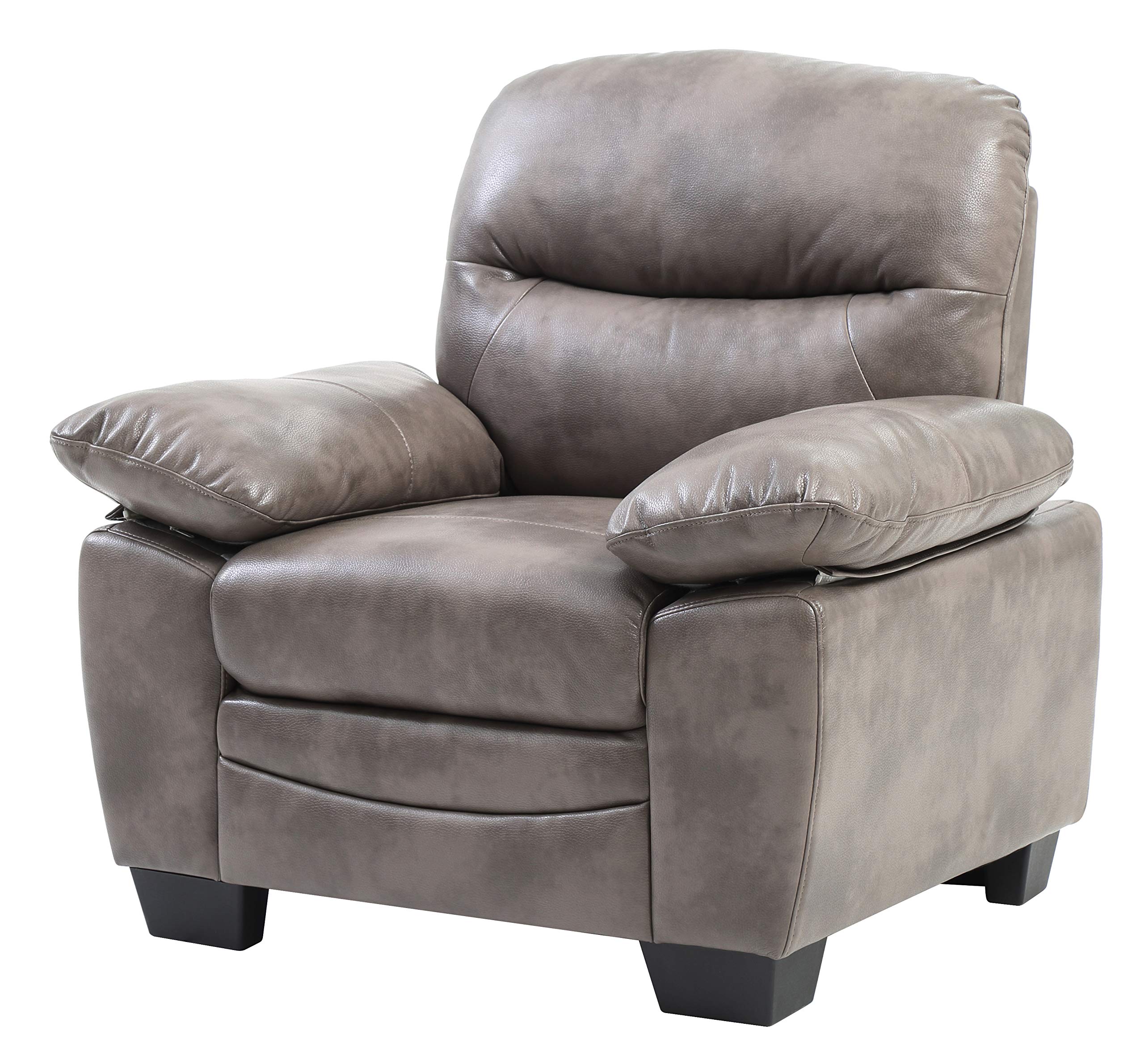 Glory Furniture Upholstered Arm Chair - Gray Faux Leather Living Room Accent Chair for Home Office, Lounge & Reading Nook