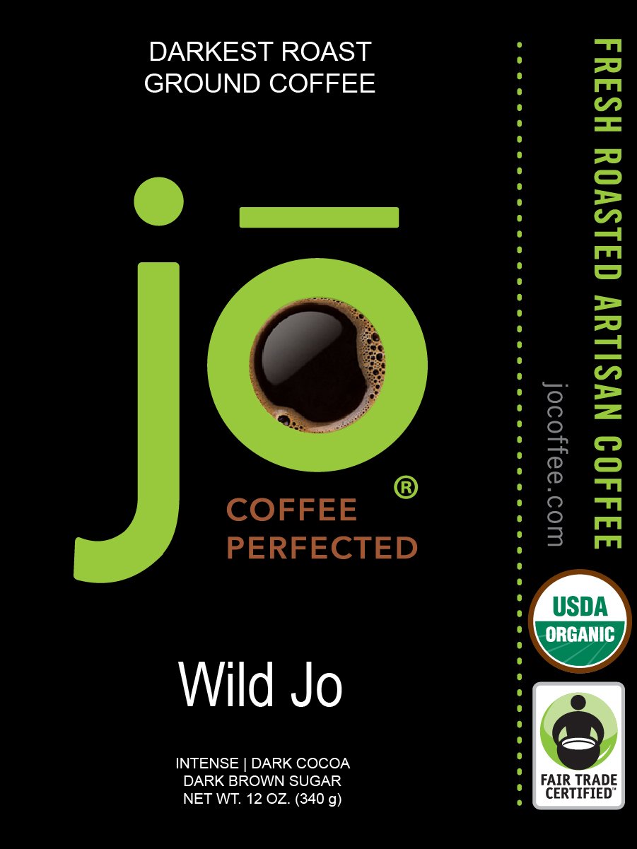 **WILD JO: 12 oz Dark French Roast Organic Ground Coffee - Bold, Rich & Strong Flavor | USDA Certified Fair Trade, Non-GMO, Gluten-Free Arabica Coffee | Perfect for Brewed Coffee, Cold Brew & Espresso**