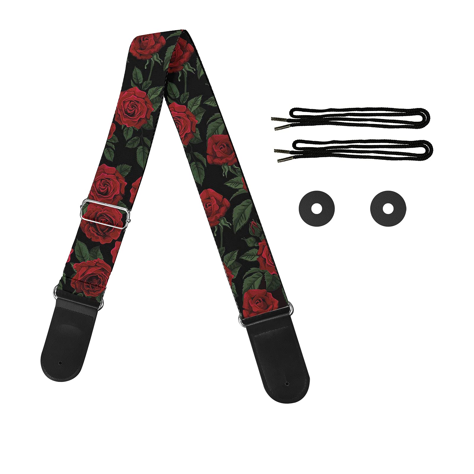 Premium Adjustable Guitar Strap with Strap Locks - Comfortable Leather Ends & Durable Polyester for Electric & Acoustic Guitars - Perfect for Live Performances, Studio Sessions & Practice