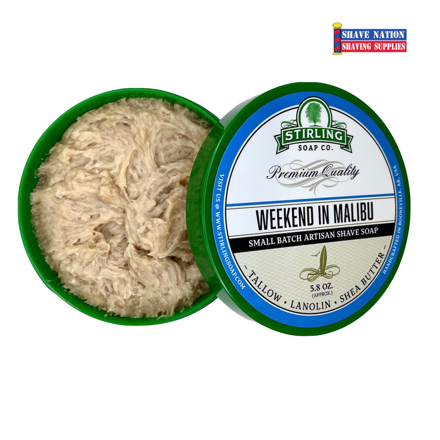 Premium Stirling Shaving Soap for Men - All-Natural Glycerin Shaving Soap Bar with Shea Butter & Essential Oils - Smooth, Close Shave for Sensitive Skin - Perfect for Wet Shaving, Travel & Grooming Kits
