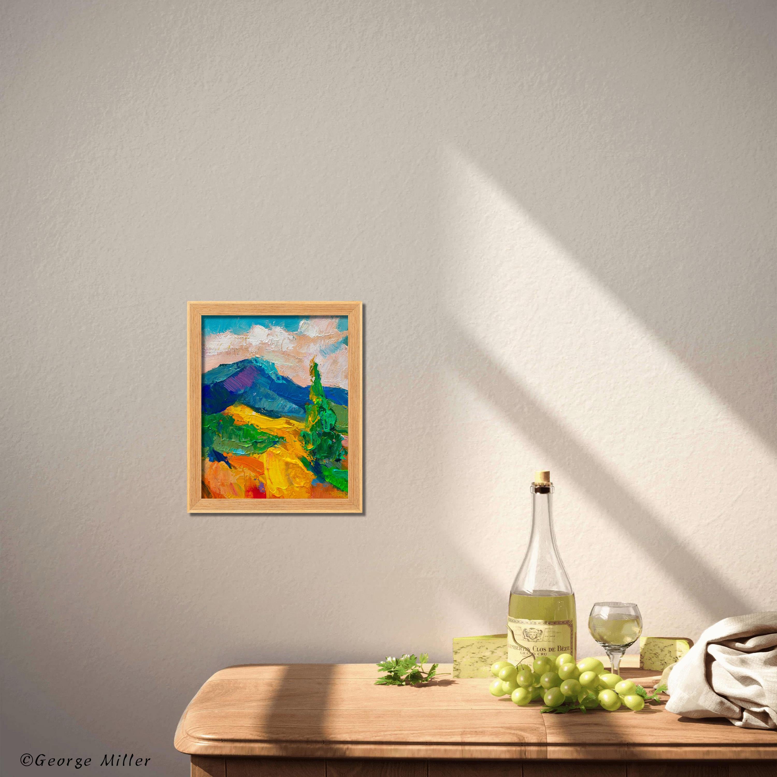 Modern Expressionist Oil Painting - Tuscan Hillside Landscape Textured Art on Small Canvas - Perfect for Home Decor, Living Room, Office & Gift