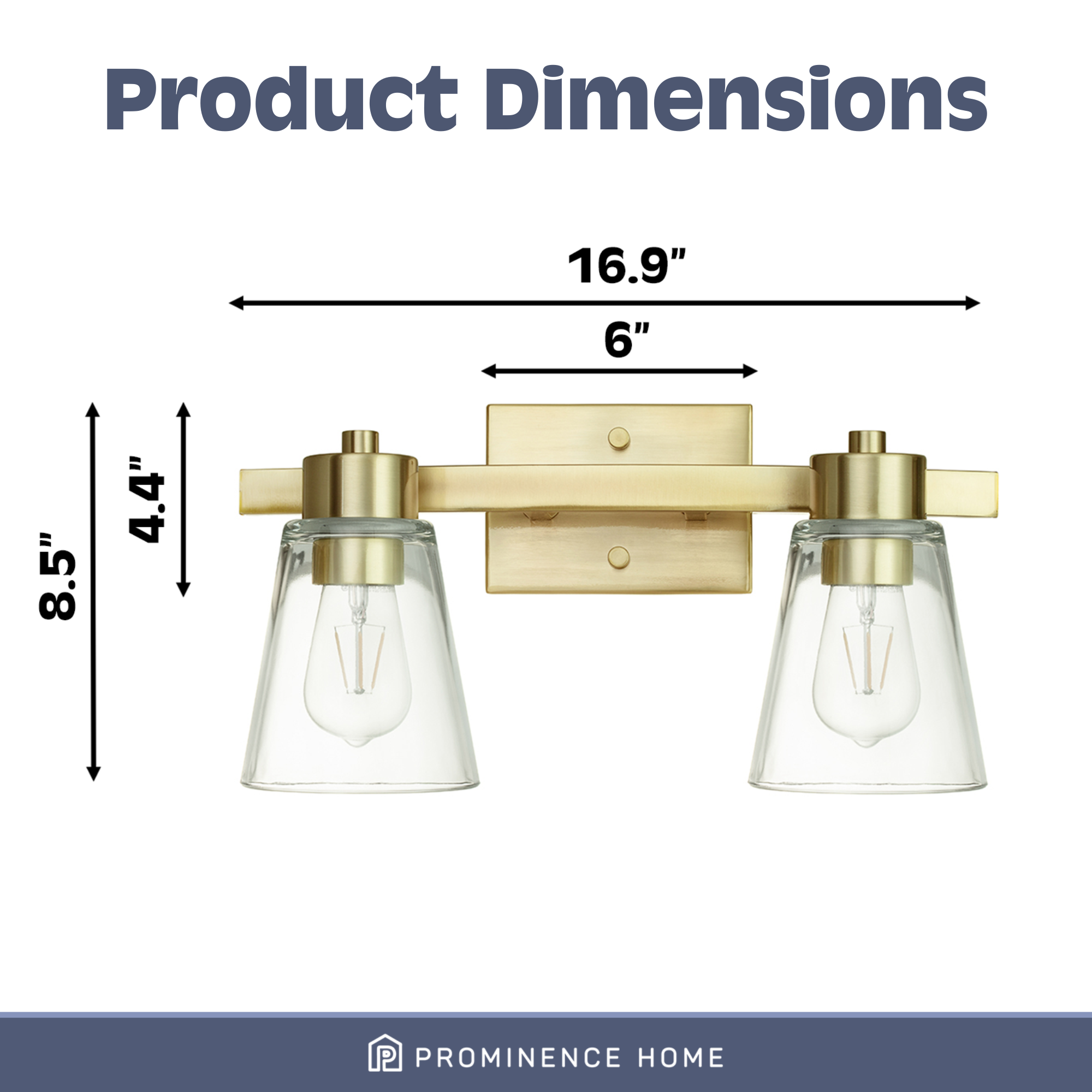 Fairendale 2-Light Vanity Light Fixture with Clear Glass Shades in Soft Gold Finish - Perfect for Bathroom, Bedroom, and Dressing Room Lighting