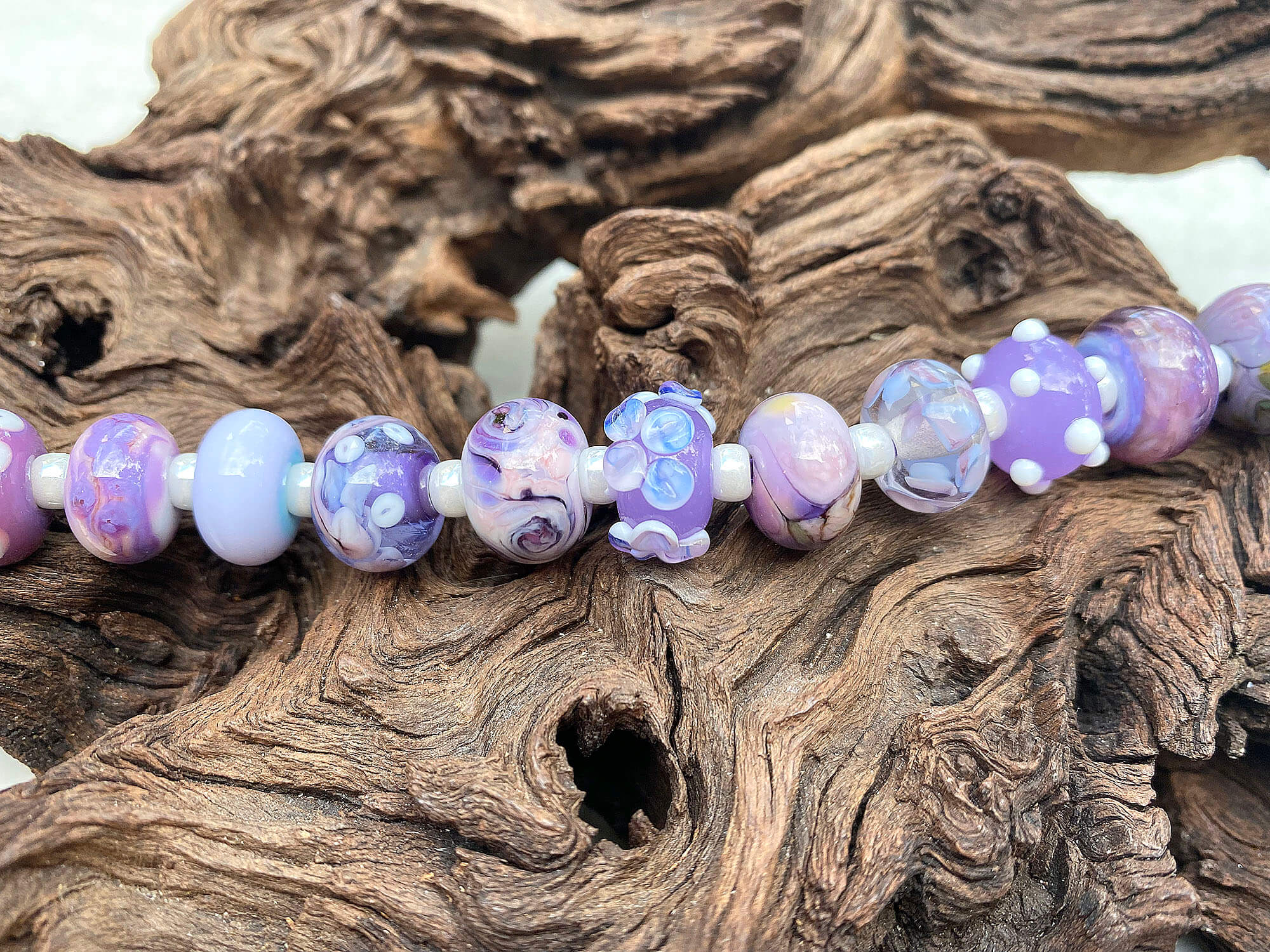 19-Piece Purple Mixed Orphan Lampwork Glass Beads Set for Jewelry Making, DIY Crafts, and Bracelet Design - SRA Certified Artisan Beads