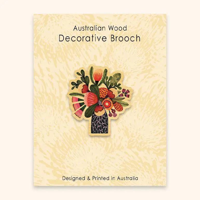 Handmade Aussie Natives Wooden Brooch Pin - Unique Australian Flora Design - Perfect for Jackets, Scarves & Gift Giving