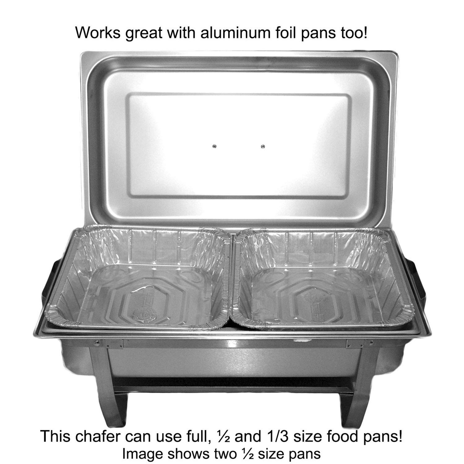 Premium Stainless Steel Chafing Dish Set - 8 Qt Buffet Food Warmer with Foldable Frame & Fuel Holders | TigerChef Commercial Catering Supplies for Parties, Weddings, Banquets & Buffet Service (Set of 2)