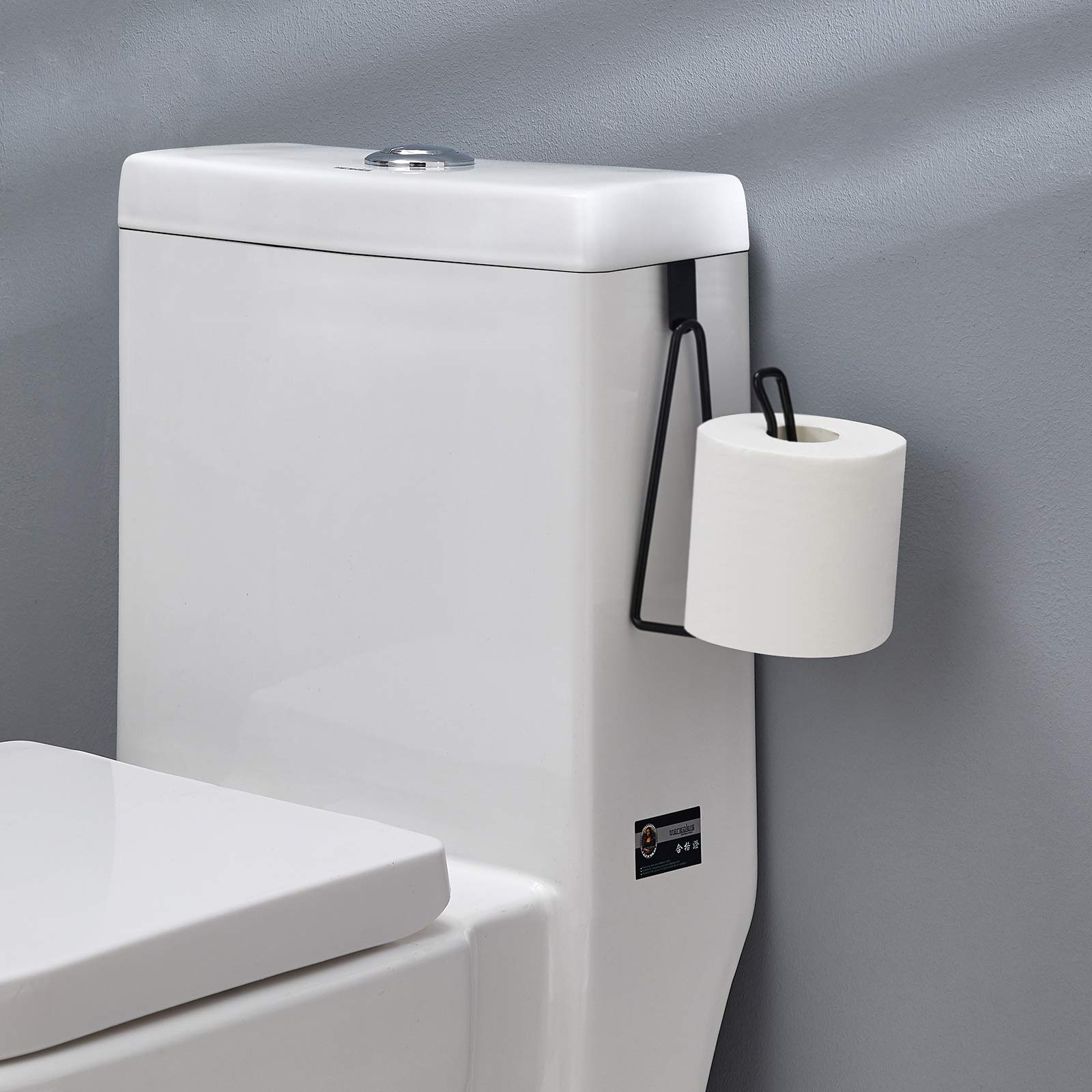 Black Metal Over The Tank Toilet Paper Holder Stand - Bathroom Tissue Roll Dispenser & Storage Organizer for Home, RV, and Office Use