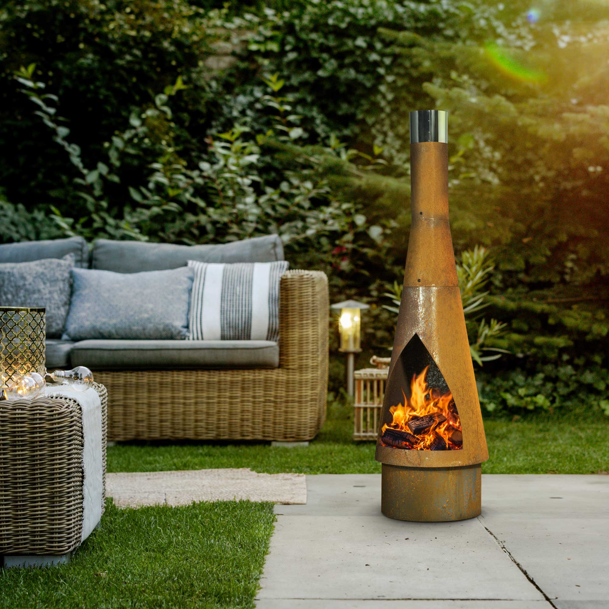 Outdoor Conical Chiminea Fire Pit - 50
