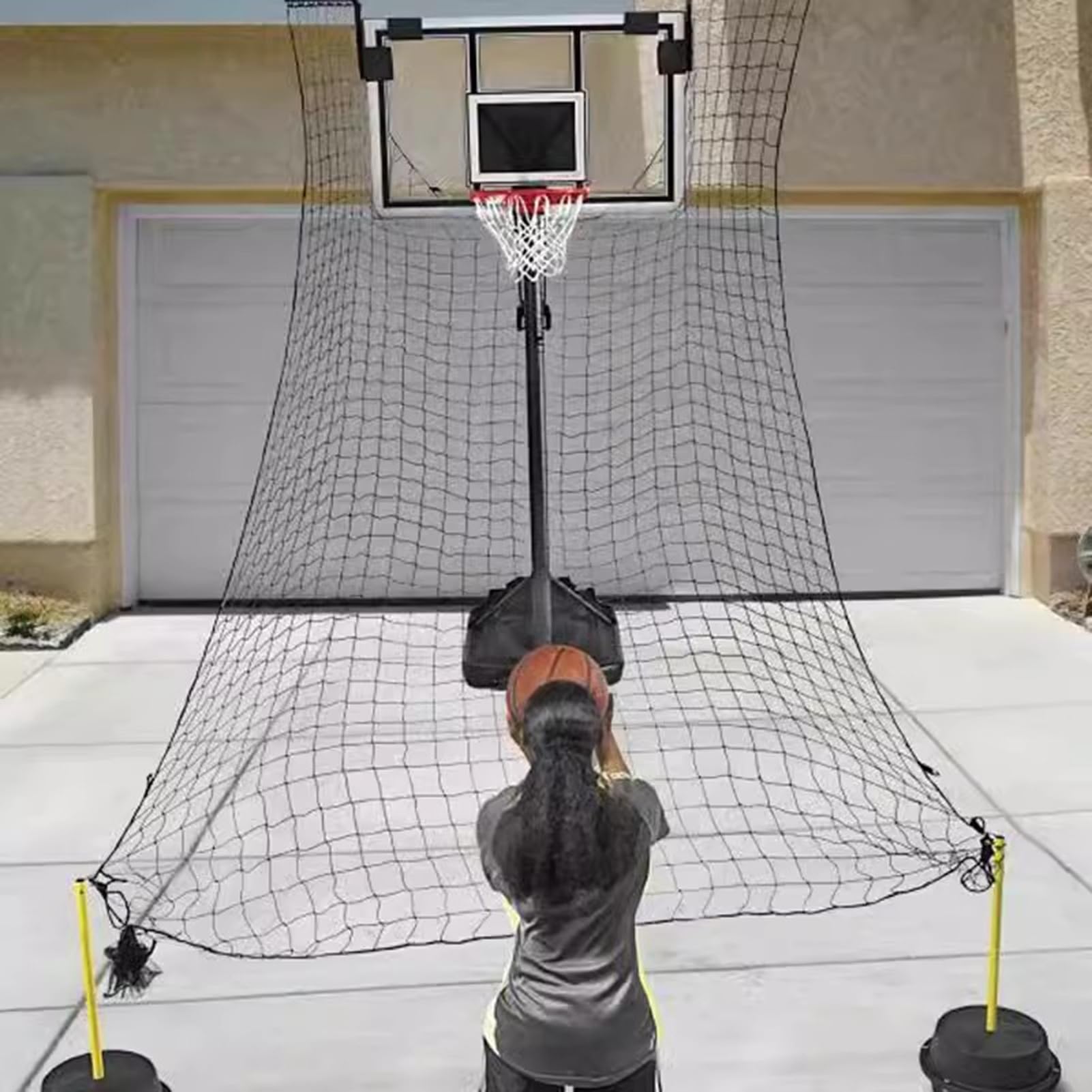 Best Basketball Rebounder Trainer - Heavy Duty Outdoor Basketball Shooting Return System for Hoop Practice | Perfect for Solo Drills, Backyard Training & Skill Development