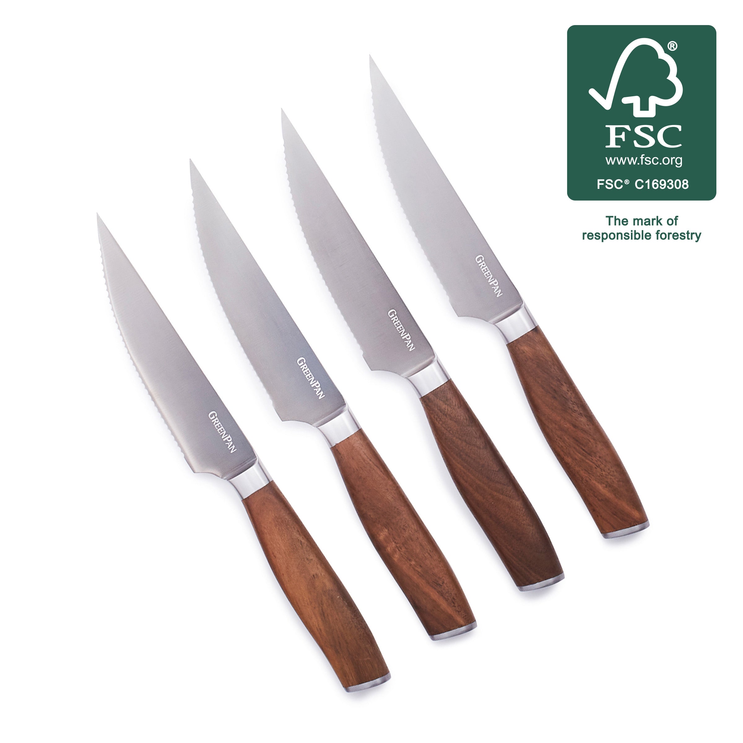 Premium Titanium Steak Knife Set - 4-Piece with Walnut Wood Handles - Sharp & Durable Cutlery for Steak Lovers, Perfect for Dinner Parties, BBQ, and Gourmet Cooking