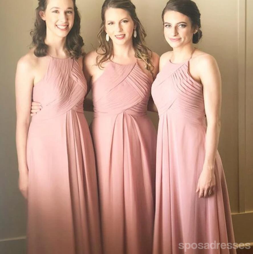 Elegant Mismatched Blush Pink Chiffon Long Bridesmaid Dresses - WG687 | Perfect for Weddings, Formal Events & Special Occasions