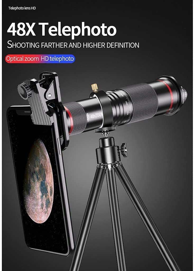 Godefa 48X Optical Telescope Telephoto Lens Kit for iPhone & Android - Clip-On Phone Camera Lens with Selfie Tripod - Perfect for Travel, Wildlife Photography & Long-Distance Shooting