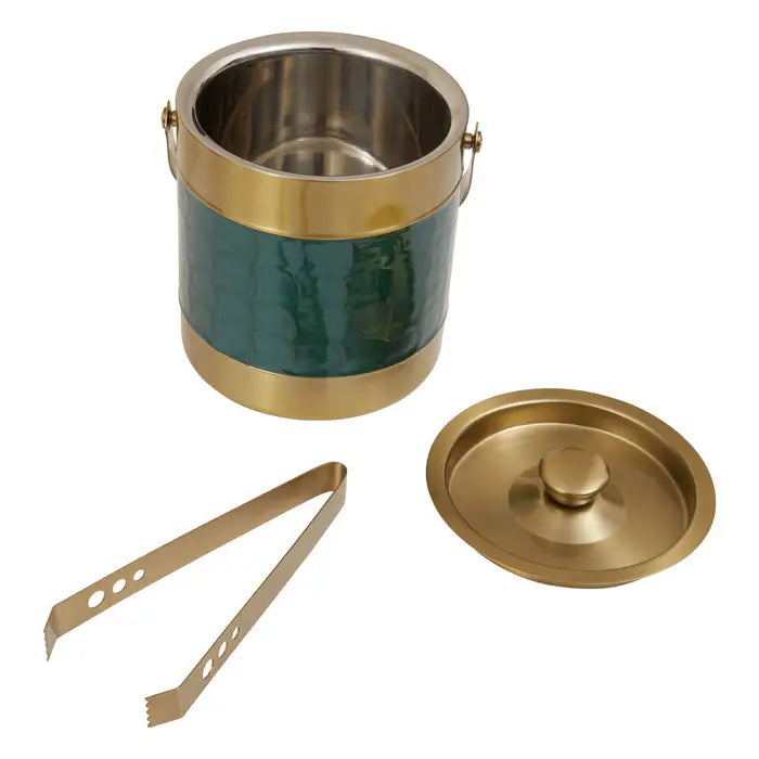 Carolina Green Enamel Ice Bucket - Vintage Style Metal Champagne Wine Cooler for Parties, Weddings & Outdoor Entertaining