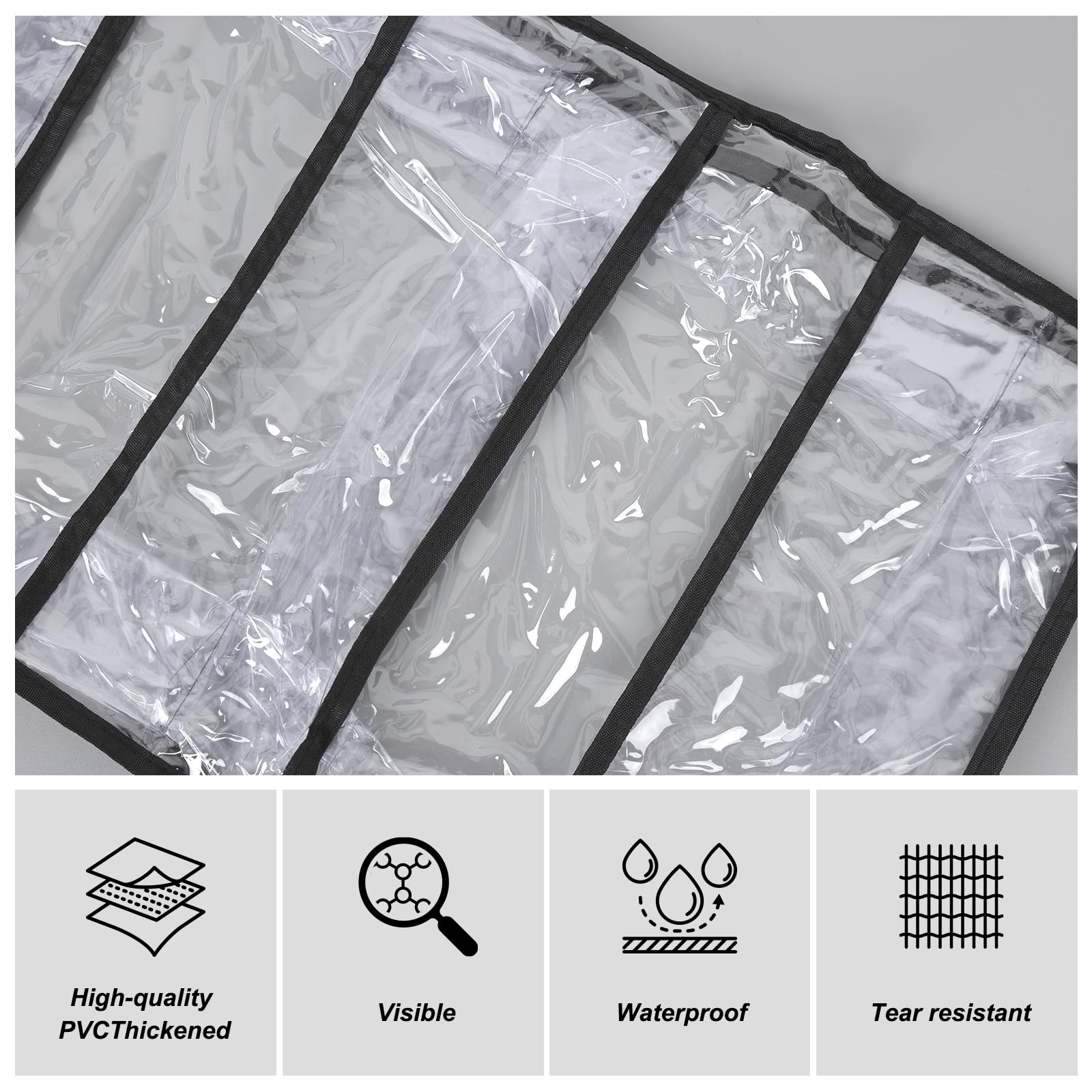 Fixwal 6-Shelf Over The Door Hanging Pantry Organizer - Heavy Duty Clear Plastic Pockets Storage for Closet, Bedroom, Bathroom - Space Saving Grey Behind The Door Organizer for Kitchen, Dorm, Laundry Room