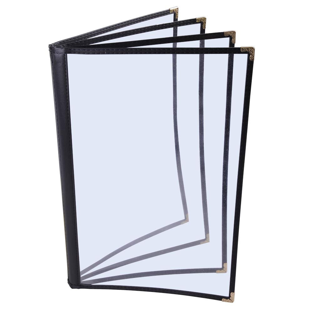 TheLAShop 8.5x11 Plastic Menu Covers - 8-Pocket Menu Holders (4-Pack) - Perfect for Restaurants, Cafes, and Events - Durable & Clear Presentation Protectors