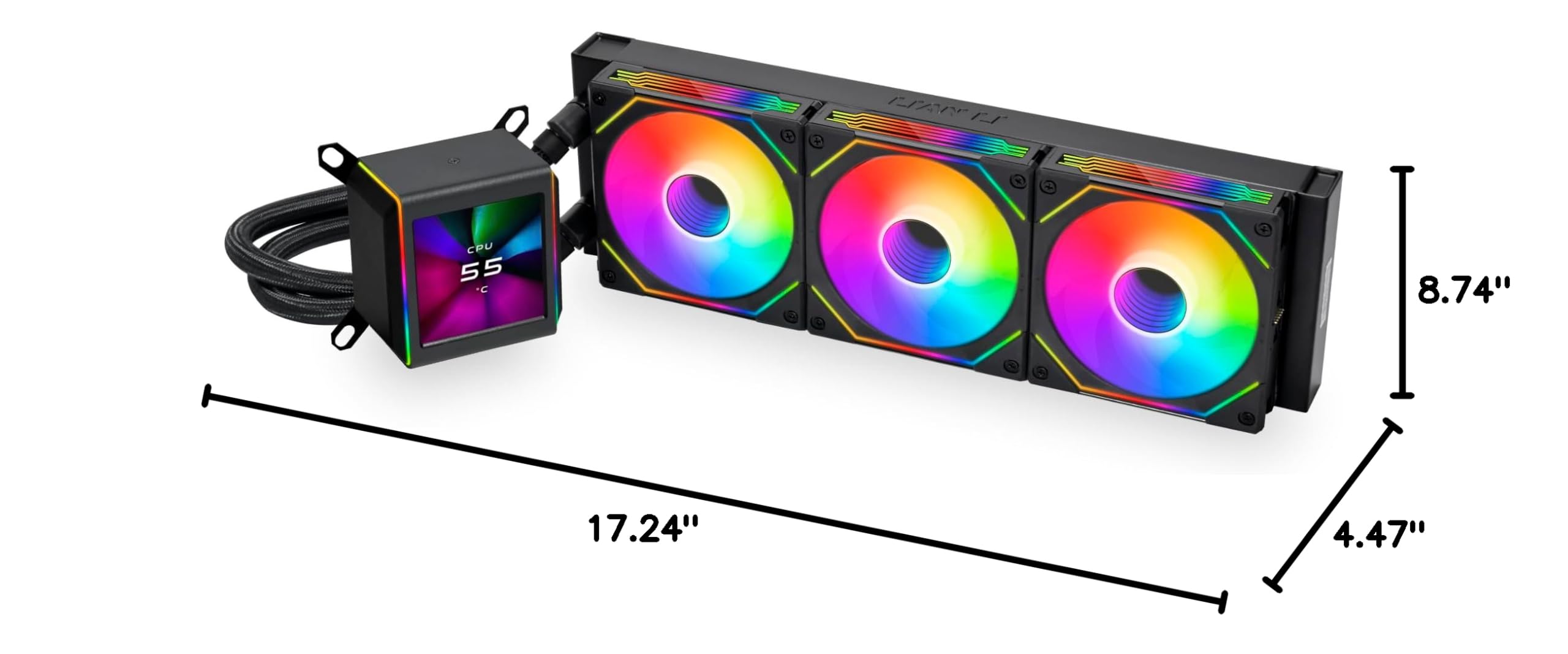 Lian Li GA II LCD 360MM AIO Liquid CPU Cooler - 8th Gen Asetek Pump - 2.88