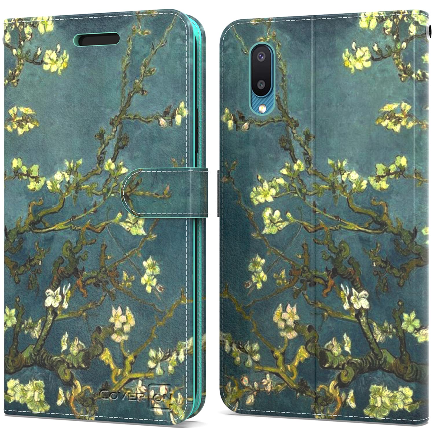 RFID Blocking PU Leather Wallet Case for Samsung Galaxy A02 - Flip Folio Stand Cover with Card Slots & Kickstand (Almond Blossom) | Perfect for Daily Commute, Travel & Contactless Payments