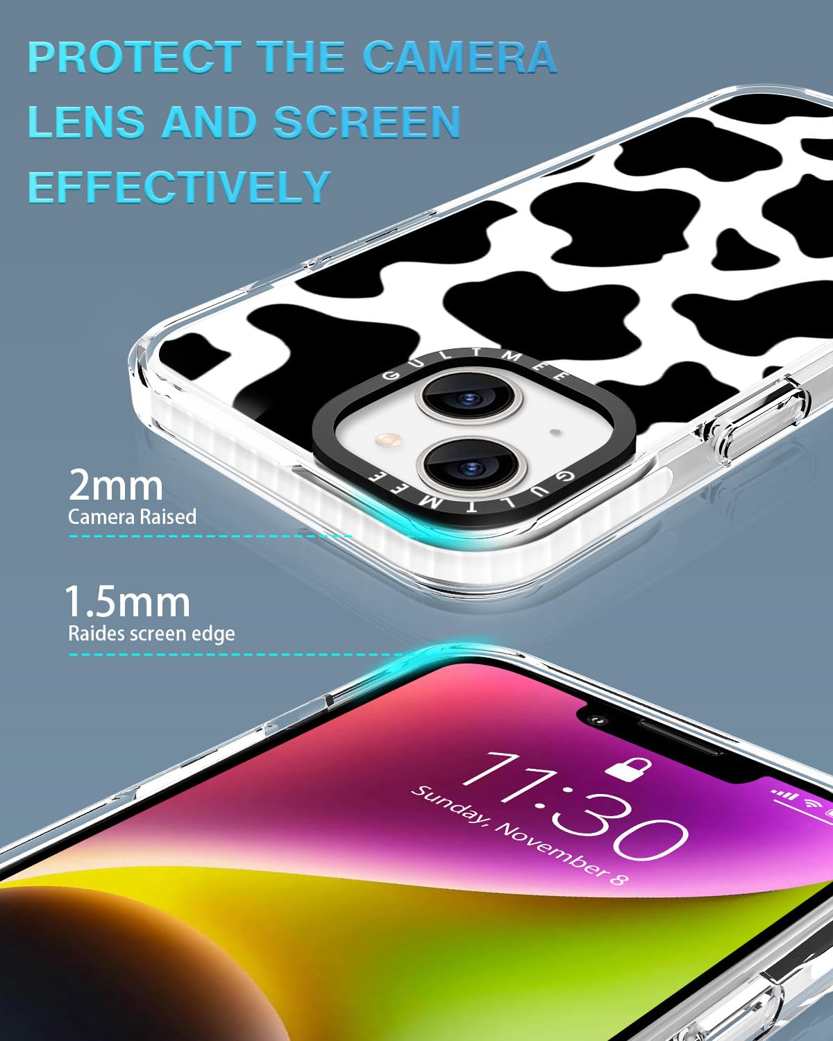 Cute Cow Print Magnetic Case for iPhone 13/14 - Slim Shockproof Protective Cover [MagSafe Compatible][Military-Grade Drop Tested] - Perfect for Women & Girls (Black/White, 6.1