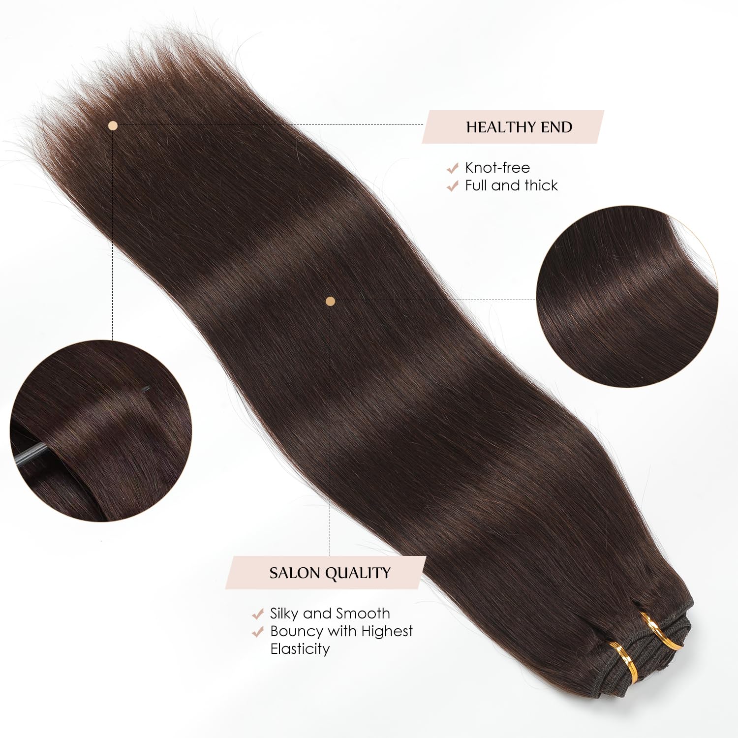 22 Inch 170g 7pcs Sisily Clip-in Human Hair Extensions - Real Remy Human Hair, Dark Brown Straight Double Weft for Volume & Length - Perfect for Parties, Weddings & Daily Styling