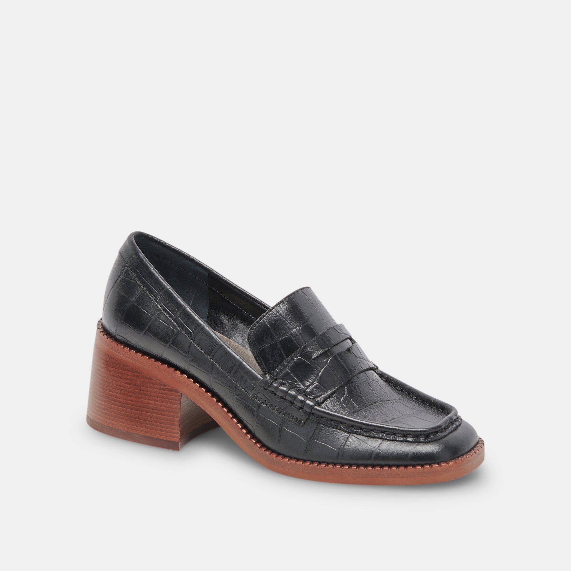 TALIE Noir Embossed Leather Loafers for Women - Stylish & Comfortable Slip-On Shoes for Work, Office & Casual Outfits