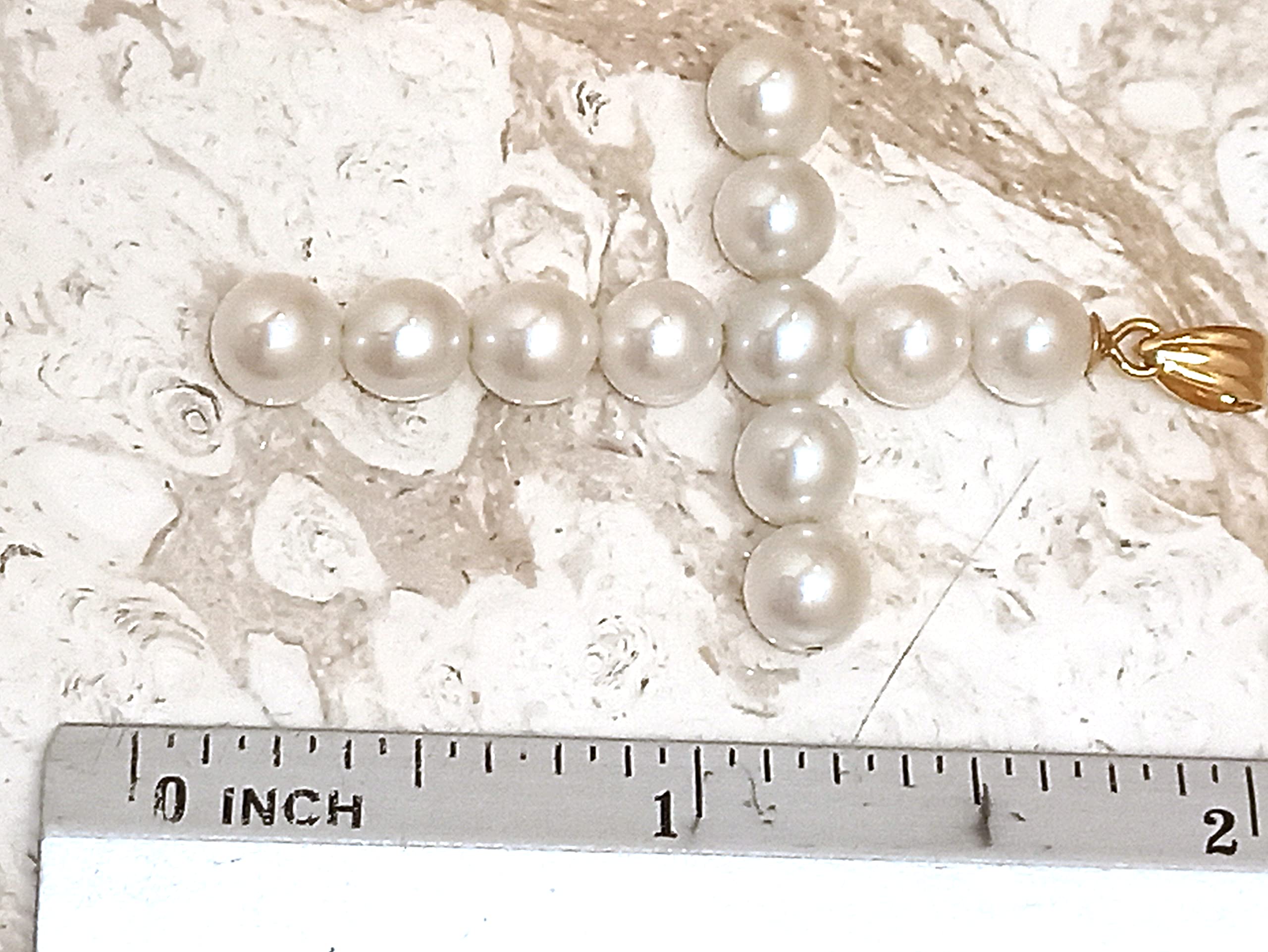 18K Gold Large Pearl Cross Pendant - Akoya Natural Pearl Religious Jewelry for Women, Christian Gifts, Handmade 18K Gold Bail, Perfect Birthday Gift for Mom - Ideal for Church, Baptism, Weddings & Special Occasions