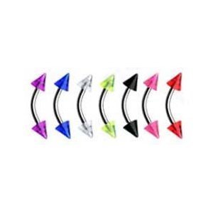 7 Piece Mixed UV Glow Curved Spike Eyebrow & Body Jewelry Set - Piercing Rings & Bars for Eyebrow, Lip, Nose - Perfect for Parties, Raves & Alternative Fashion