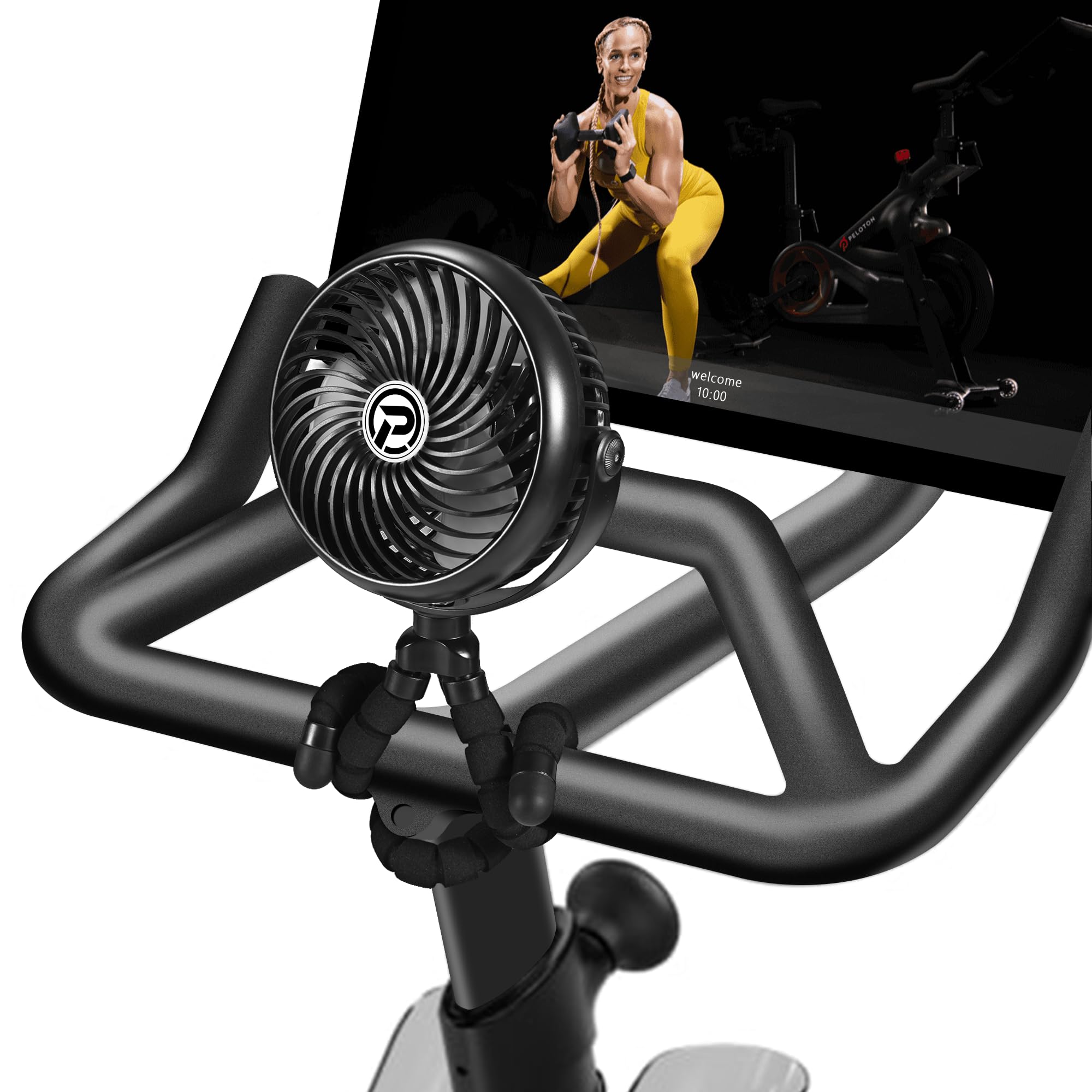 Rechargeable Clip on Fan for Treadmill & Exercise Bike - Portable Cooling Fan with Adjustable Angle for Home Gym, Office, or Outdoor Workouts