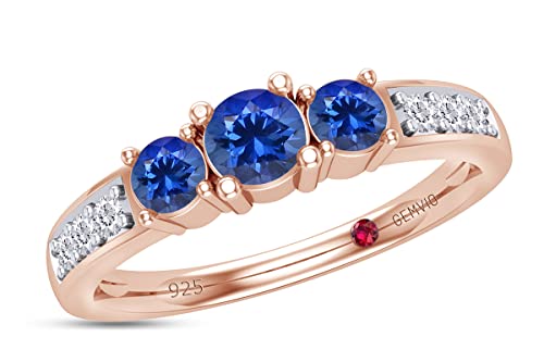 Lab Created Blue Sapphire Rose Gold Over Silver