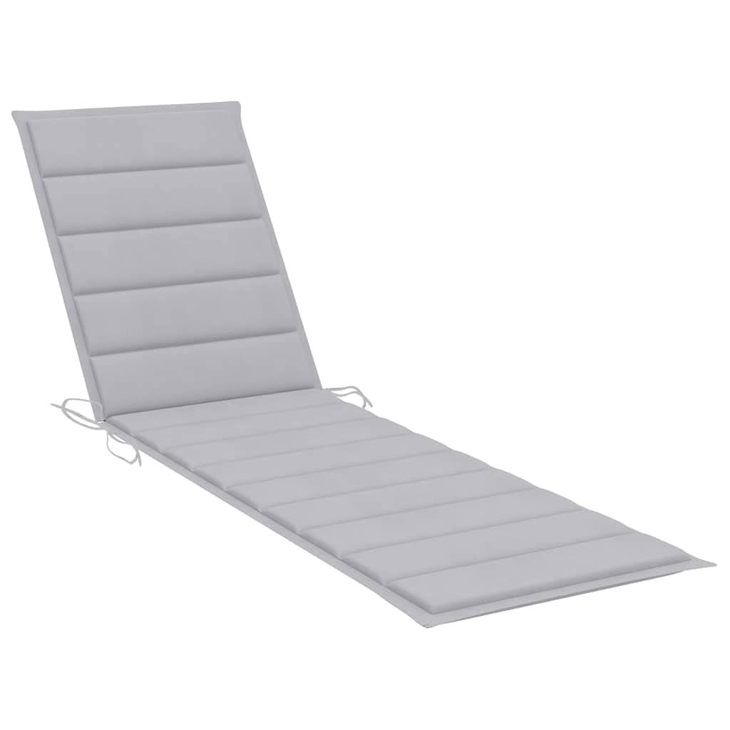 vidaXL Solid Acacia Wood Sun Lounger with Gray Cushion - Outdoor Chaise Lounge, Wooden Sunbed, Daybed for Patio, Poolside & Garden Relaxation